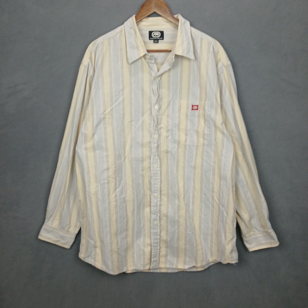 Vintage Ecko Unltd Woven Shirt Mens 2XL Multicolor Striped Cotton Logo Button Up